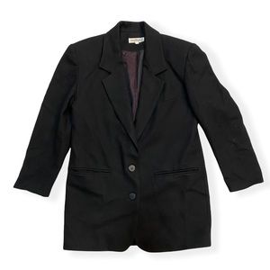 Ann Taylor Vintage 100% Wool Black Blazer Jacket Womens Petite Estimate Size 6